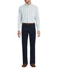 Gold Label Roundtree & Yorke Non-Iron Small Plaid Print Linen Sport Shirt