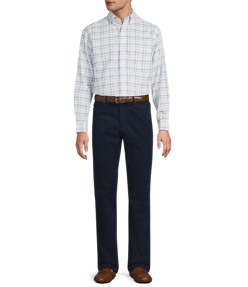 Gold Label Roundtree & Yorke Non-Iron Small Plaid Print Linen Sport Shirt