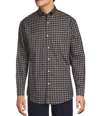 Gold Label Roundtree & Yorke Non-Iron Long Sleeve Small Plaid Twill Sport Shirt