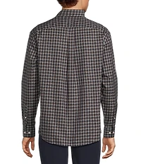 Gold Label Roundtree & Yorke Non-Iron Long Sleeve Small Plaid Twill Sport Shirt