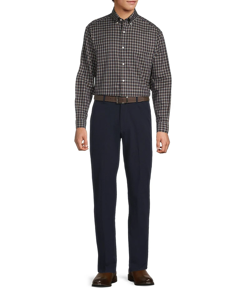 Gold Label Roundtree & Yorke Non-Iron Long Sleeve Small Plaid Twill Sport Shirt