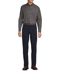 Gold Label Roundtree & Yorke Non-Iron Long Sleeve Small Plaid Twill Sport Shirt
