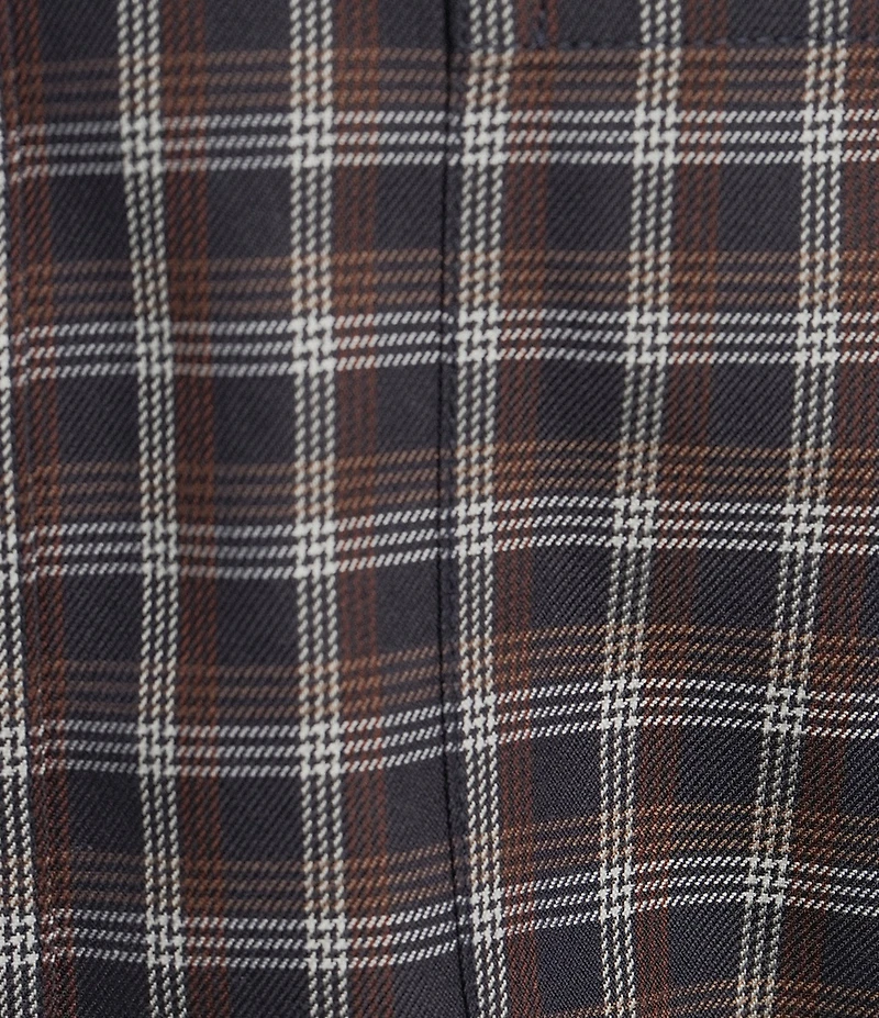 Gold Label Roundtree & Yorke Non-Iron Long Sleeve Small Plaid Twill Sport Shirt