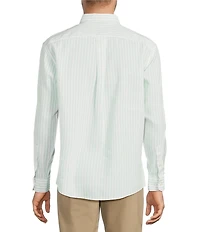 Gold Label Roundtree & Yorke Non-Iron Small Stripe Print Linen Sport Shirt