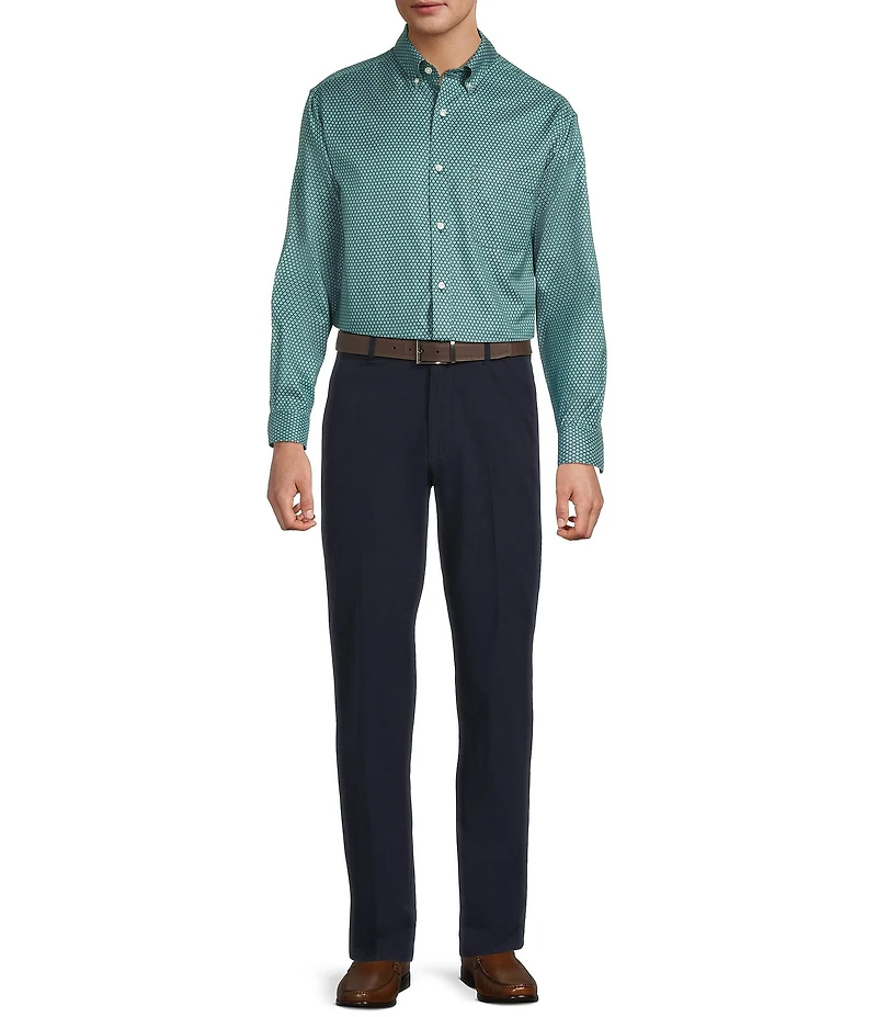 Gold Label Roundtree & Yorke Non-Iron Long Sleeve Snowflake Print Twill Sport Shirt