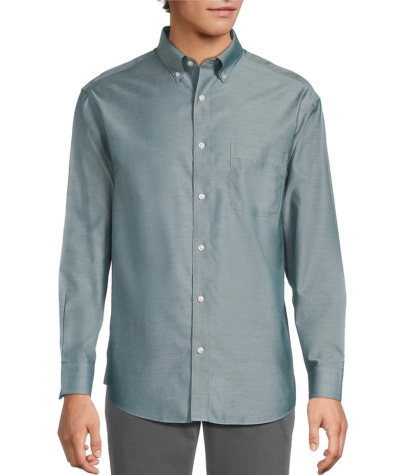 Gold Label Roundtree & Yorke Non-Iron Long Sleeve Solid Jaspe Sport Shirt