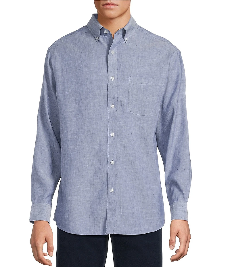 Gold Label Roundtree & Yorke Non-Iron Solid Linen Sport Shirt