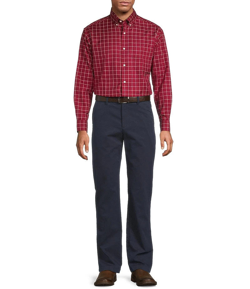 Gold Label Roundtree & Yorke Non-Iron Long Sleeve Windowpane Jaspe Sport Shirt