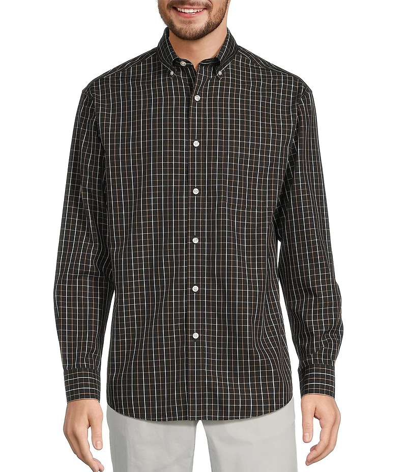 Gold Label Roundtree & Yorke Non-Iron Long Sleeve Windowpane Sport Shirt