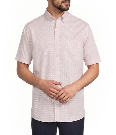 Gold Label Roundtree & Yorke Non-Iron Short Sleeve Circle Print Poplin Sport Shirt