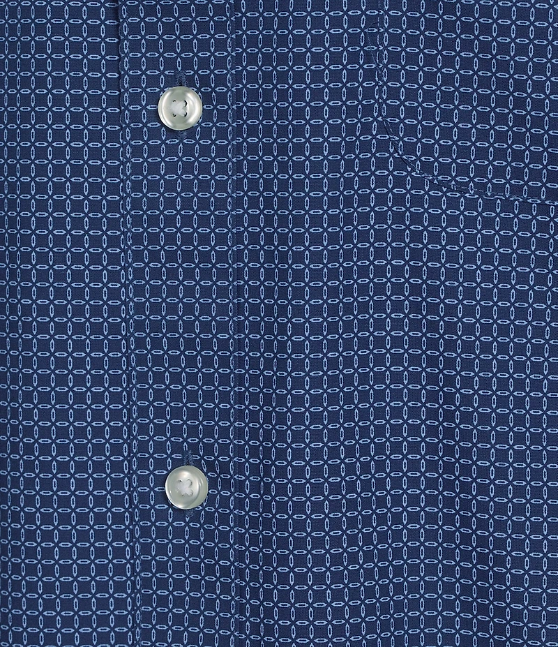 Gold Label Roundtree & Yorke Non-Iron Short Sleeve Circle Print Poplin Sport Shirt