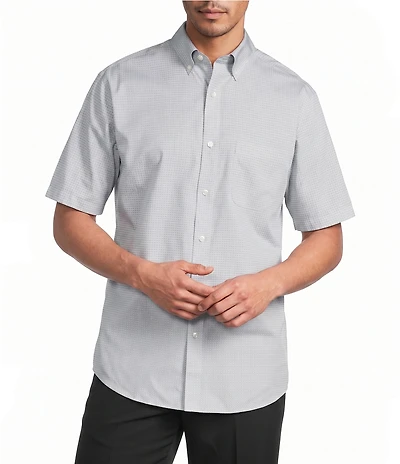 Gold Label Roundtree & Yorke Non-Iron Short Sleeve Circle Print Poplin Sport Shirt