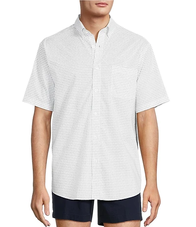 Gold Label Roundtree & Yorke Non-Iron Short Sleeve Diamond Geo Print Sport Shirt