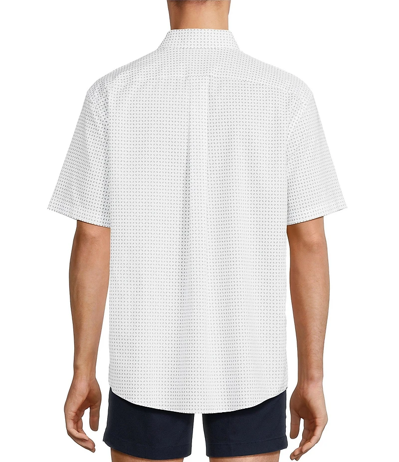 Gold Label Roundtree & Yorke Non-Iron Short Sleeve Diamond Geo Print Sport Shirt