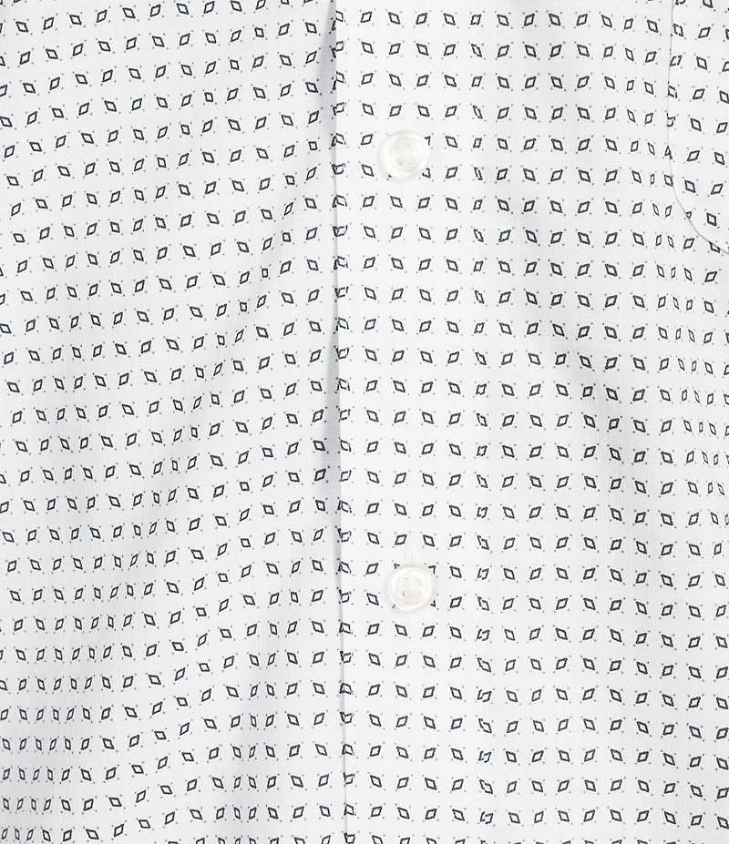 Gold Label Roundtree & Yorke Non-Iron Short Sleeve Diamond Geo Print Sport Shirt