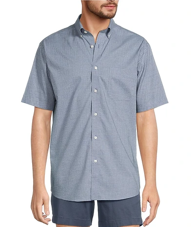 Gold Label Roundtree & Yorke Non-Iron Short Sleeve Gingham Print Sport Shirt