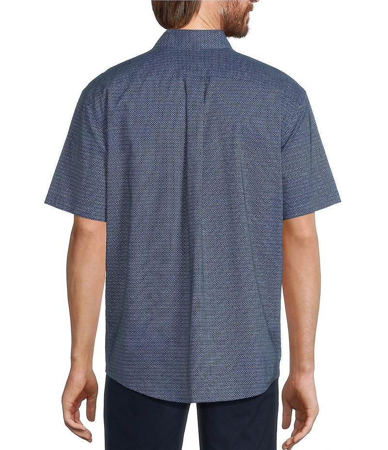 Gold Label Roundtree & Yorke Non-Iron Short Sleeve Grid Geo Print Sport Shirt