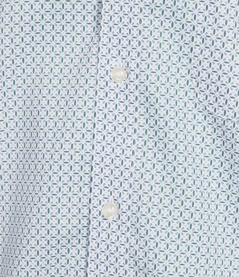 Gold Label Roundtree & Yorke Non-Iron Short Sleeve Grid Geo Print Sport Shirt