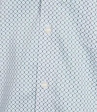 Gold Label Roundtree & Yorke Non-Iron Short Sleeve Grid Geo Print Sport Shirt