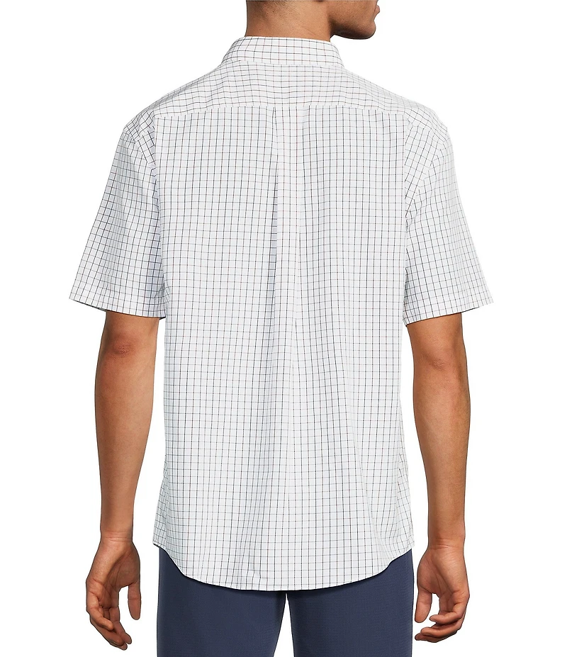 Gold Label Roundtree & Yorke Non-Iron Short Sleeve Grid Pattern Poplin Sport Shirt