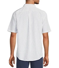 Gold Label Roundtree & Yorke Non-Iron Short Sleeve Grid Pattern Poplin Sport Shirt