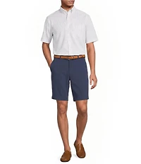 Gold Label Roundtree & Yorke Non-Iron Short Sleeve Grid Pattern Poplin Sport Shirt