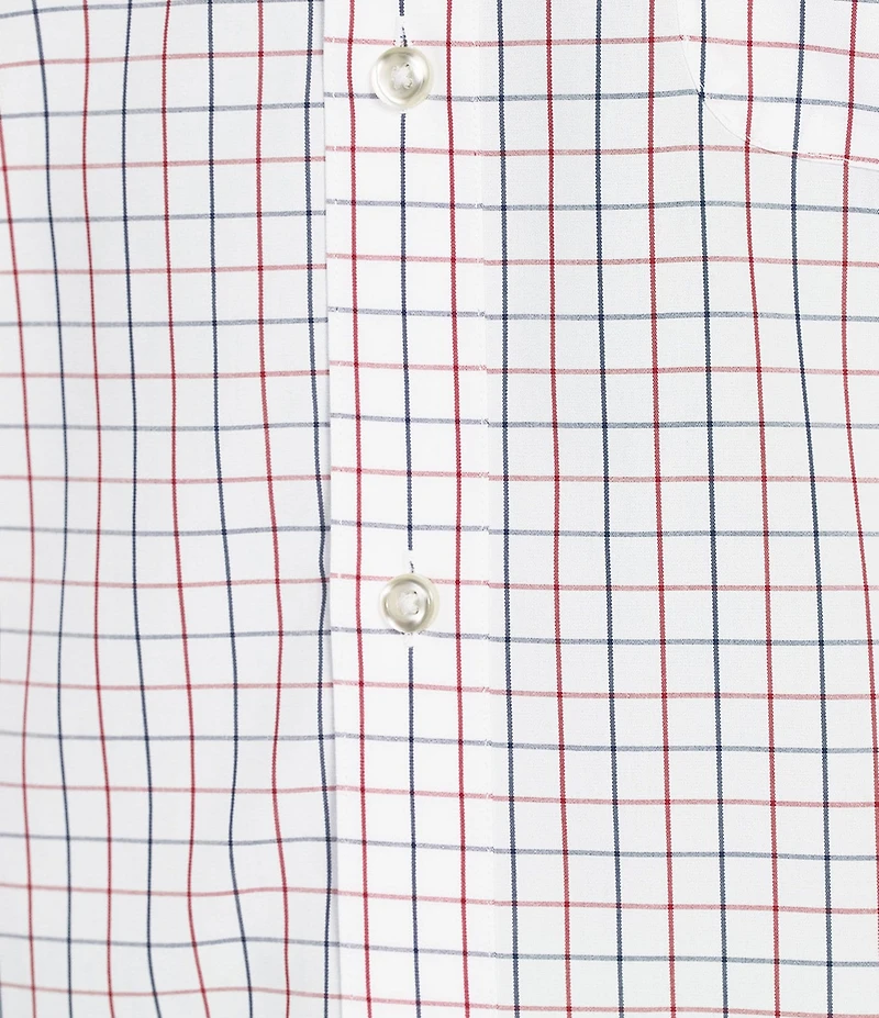 Gold Label Roundtree & Yorke Non-Iron Short Sleeve Grid Pattern Poplin Sport Shirt