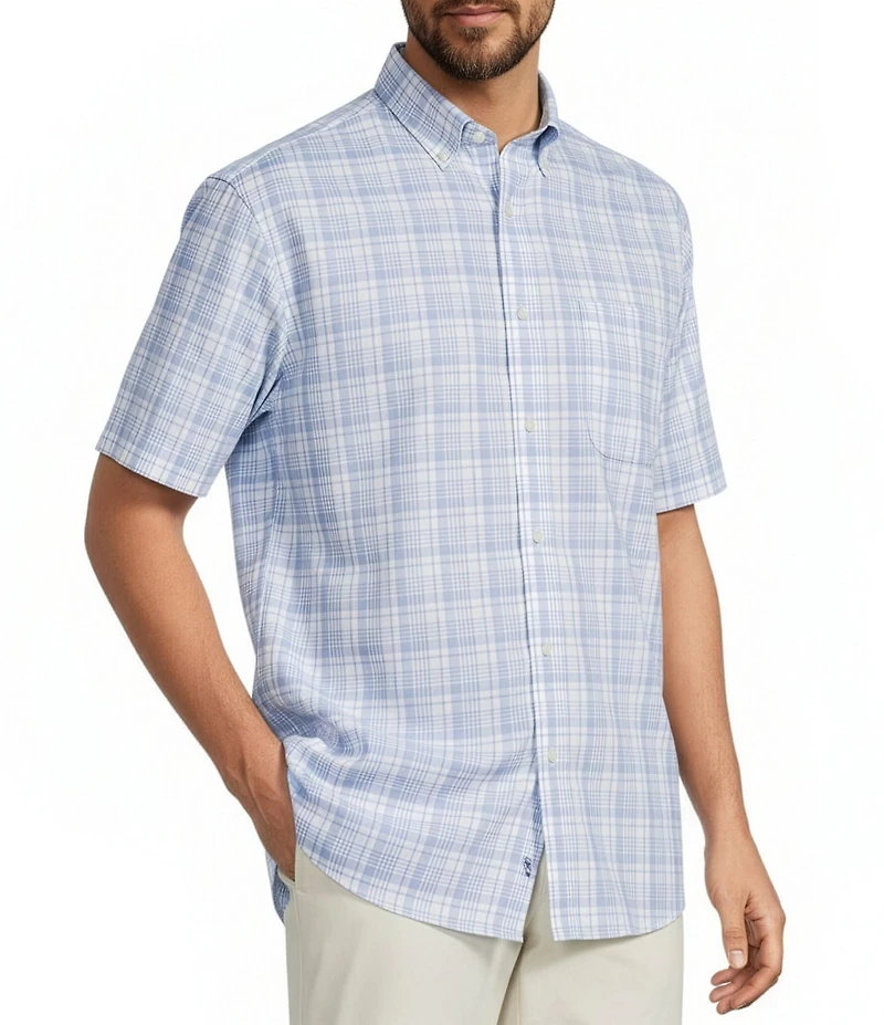 Gold Label Roundtree & Yorke Non-Iron Short Sleeve Large Plaid Sport Shirt