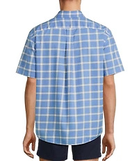 Gold Label Roundtree & Yorke Non-Iron Short Sleeve Large Windowpane Pattern Sport Shirt