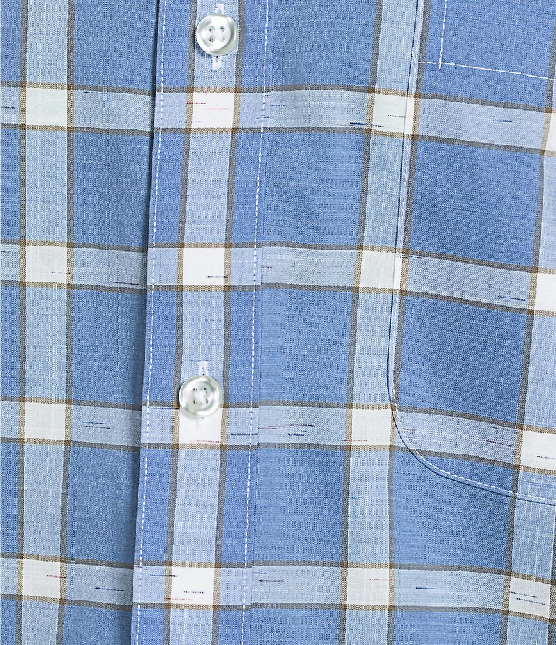 Gold Label Roundtree & Yorke Non-Iron Short Sleeve Large Windowpane Pattern Sport Shirt