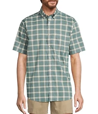 Gold Label Roundtree & Yorke Non-Iron Short Sleeve Large Windowpane Pattern Sport Shirt