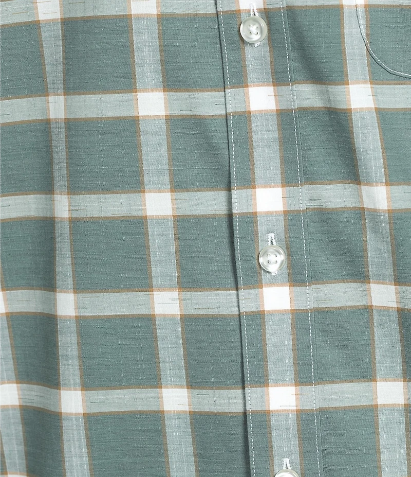 Gold Label Roundtree & Yorke Non-Iron Short Sleeve Large Windowpane Pattern Sport Shirt