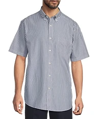Gold Label Roundtree & Yorke Non-Iron Short Sleeve Striped Poplin Sport Shirt