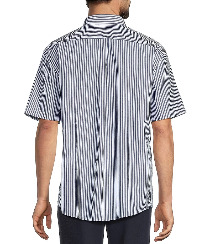 Gold Label Roundtree & Yorke Non-Iron Short Sleeve Striped Poplin Sport Shirt
