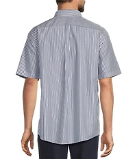 Gold Label Roundtree & Yorke Non-Iron Short Sleeve Striped Poplin Sport Shirt