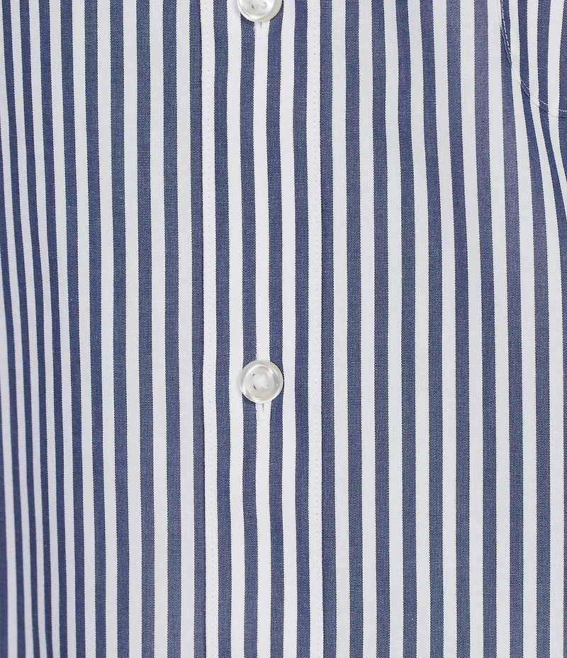 Gold Label Roundtree & Yorke Non-Iron Short Sleeve Striped Poplin Sport Shirt
