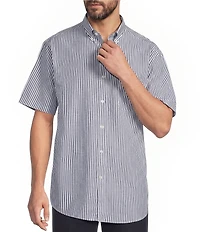Gold Label Roundtree & Yorke Non-Iron Short Sleeve Striped Poplin Sport Shirt