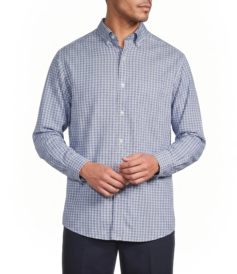 Gold Label Roundtree & Yorke Non-Iron Small Plaid Twill Sport Shirt