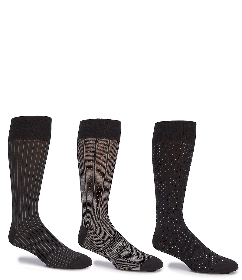 Gold Label Roundtree & Yorke Printed Crew Dress Socks 3-Pack