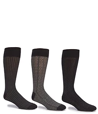 Gold Label Roundtree & Yorke Printed Crew Dress Socks 3-Pack