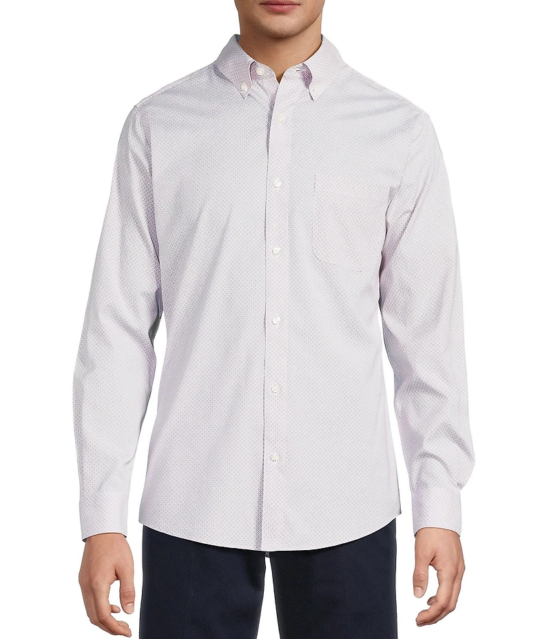 Gold Label Roundtree & Yorke Slim Fit Non-Iron Long Sleeve Circle Geo Print Sport Shirt