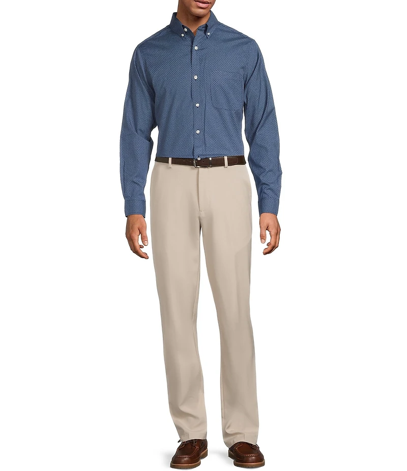 Gold Label Roundtree & Yorke Slim Fit Non-Iron Long Sleeve Circle Geo Print Sport Shirt