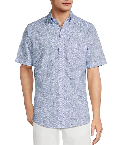 Gold Label Roundtree & Yorke Slim Fit Non-Iron Short Sleeve Floral Print Sport Shirt