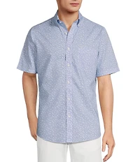 Gold Label Roundtree & Yorke Slim Fit Non-Iron Short Sleeve Floral Print Sport Shirt
