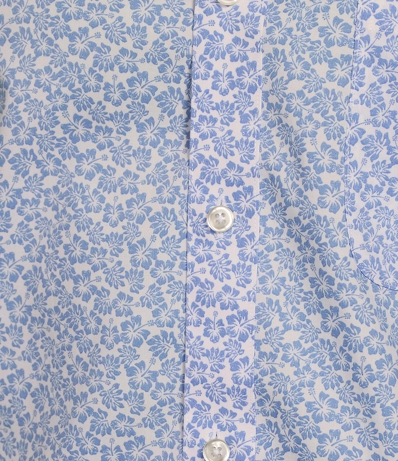 Gold Label Roundtree & Yorke Slim Fit Non-Iron Short Sleeve Floral Print Sport Shirt