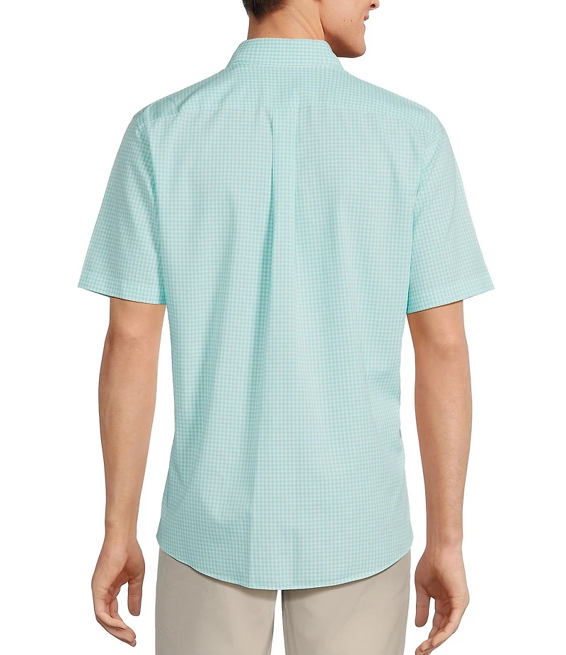Gold Label Roundtree & Yorke Slim Fit Non-Iron Short Sleeve Gingham Print Sport Shirt