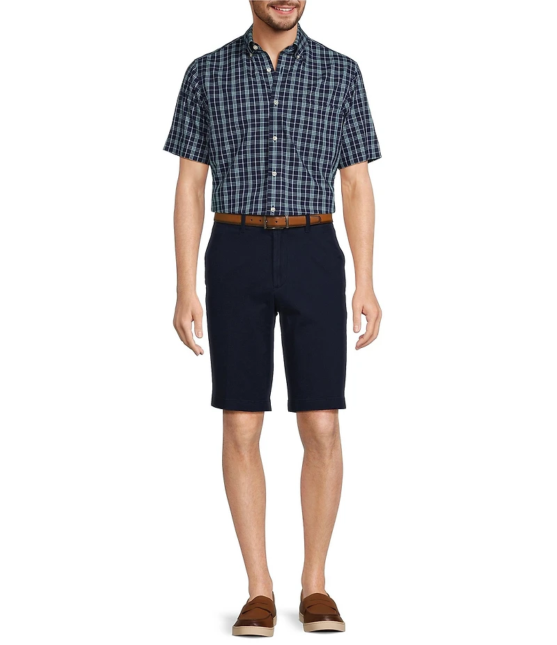Gold Label Roundtree & Yorke Slim Fit Non-Iron Short Sleeve Medium Plaid Pattern Sport Shirt