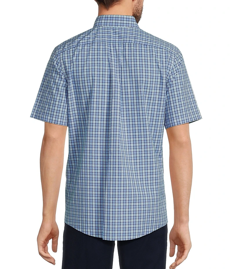 Gold Label Roundtree & Yorke Slim Fit Non-Iron Short Sleeve Small Plaid Pattern Sport Shirt