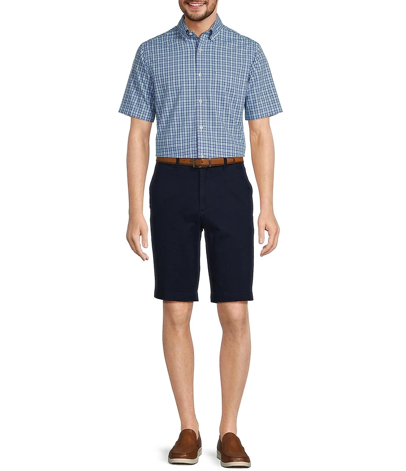 Gold Label Roundtree & Yorke Slim Fit Non-Iron Short Sleeve Small Plaid Pattern Sport Shirt