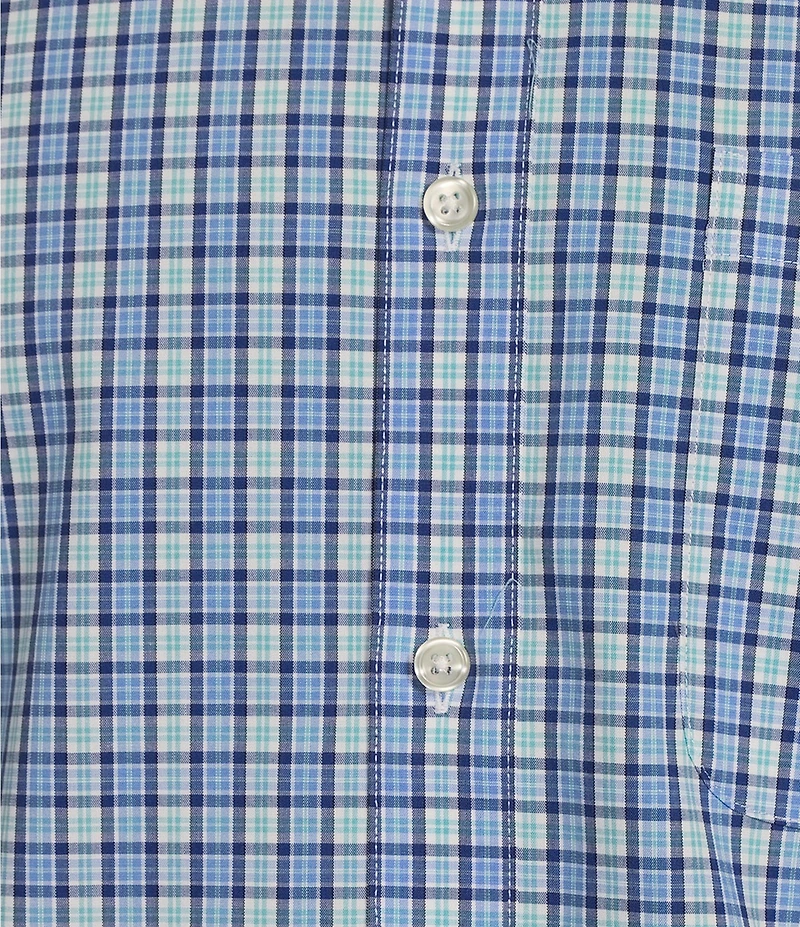 Gold Label Roundtree & Yorke Slim Fit Non-Iron Short Sleeve Small Plaid Pattern Sport Shirt